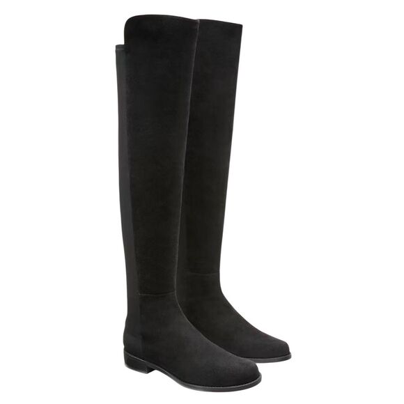 Stuart Weitzman Over The Knee Boots Size 4.5 Black Suede Block Heel - Picture 1 of 8
